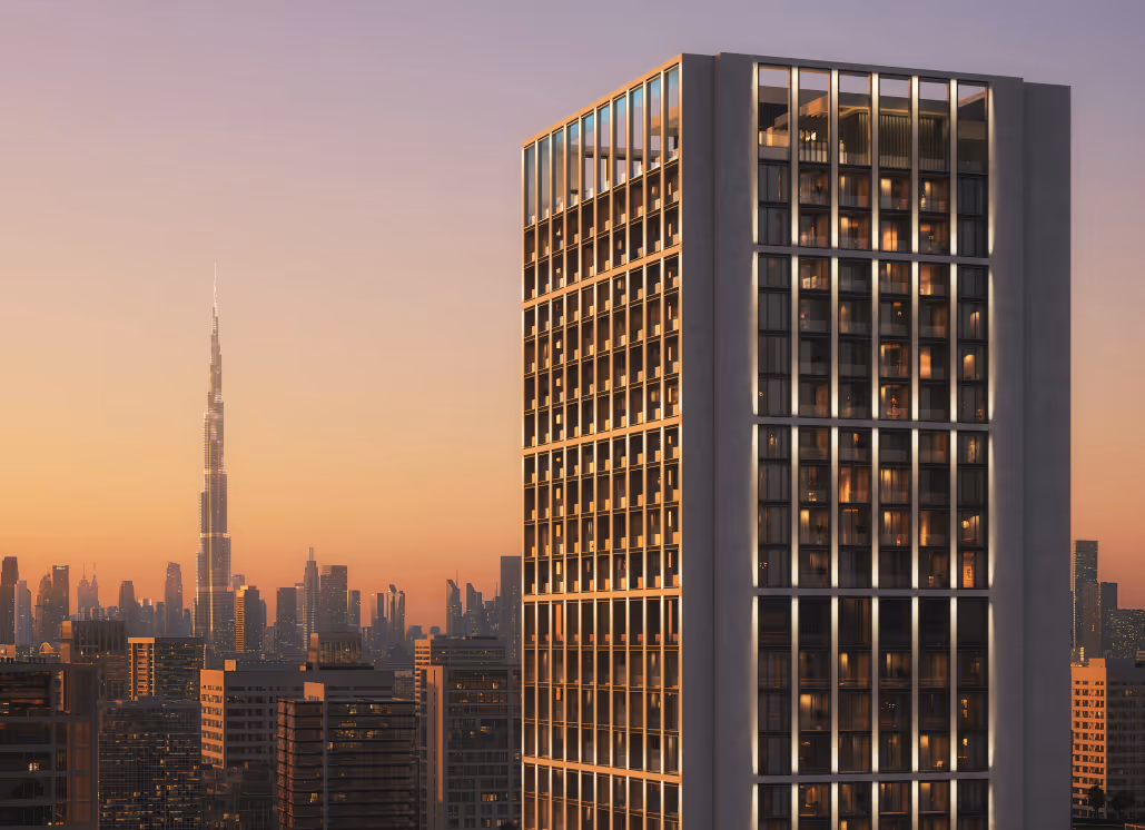 Binghatti Moonlight is an architectural masterpiece in Al Jaddaf with views of Dubai Creek Harbour and Burj Khalifa. The tower offers luxury apartments, offices and retail combined with high-end amenities, smart home technology and a strategic location just 10 minutes from Downtown.