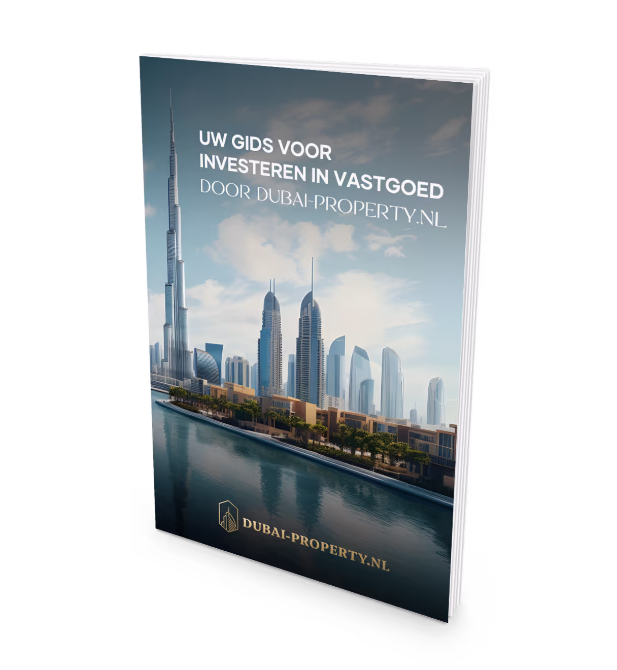Gids voor investeren in vastgoed in Dubai, skyline achtergrond, door Dubai-Property.nl.