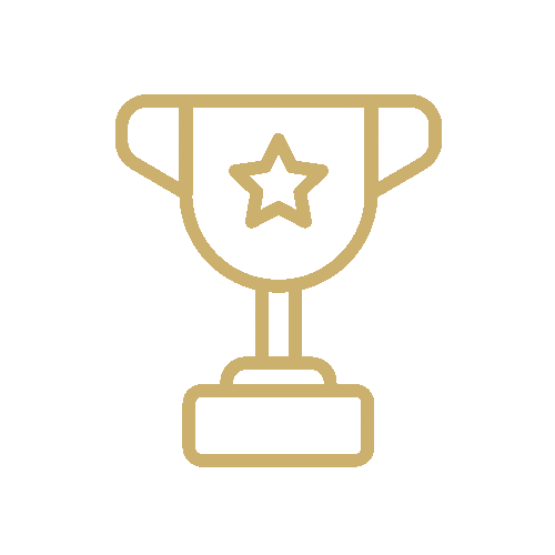 Gouden beker pictogram met ster voor winnaar of kampioen.
