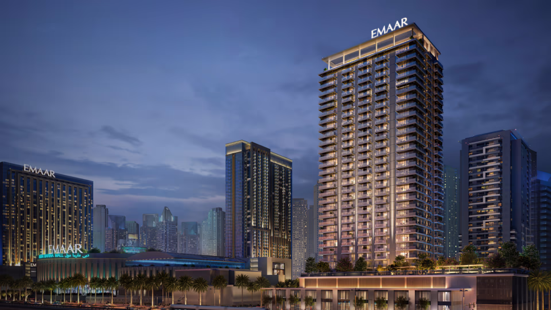 Marina Cove in Dubai Marina is a new luxury residential development by Emaar Properties, offering apartments ranging from 1 to 4 bedrooms. Featuring modern, sleek architecture, the project provides practical yet stylish living spaces with abundant natural light. Situated along Dubai Marina's vibrant 3.5 km canal, residents enjoy direct access to boutiques, restaurants, and excellent connections via metro, tram, and Sheikh Zayed Road. Residents can take advantage of a wide range of amenities, including a swimming pool, fitness centre, children's play areas, a BBQ area, and a landscaped terrace. The spacious apartments with open-plan layouts and floor-to-ceiling windows create a comfortable living environment with views of the waterfront and skyline. Marina Cove offers more than just a home — it delivers a complete lifestyle where urban living meets waterfront tranquillity.
