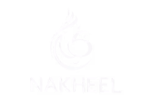Nakheel-logo met een gestileerde palmblad-ontwerp boven de tekst 'NAKHEEL'.