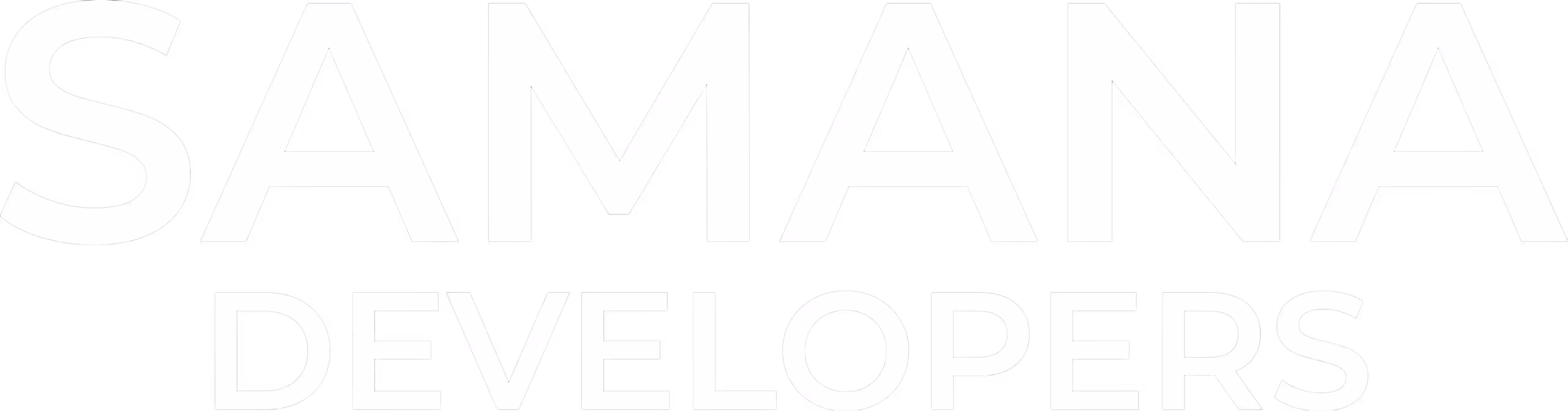De tekst 'SAMANA DEVELOPERS' in grote, witte hoofdletters op een zwarte achtergrond.