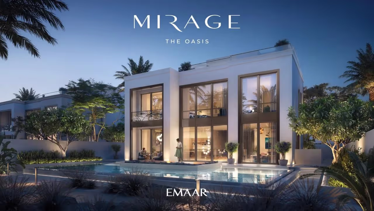 Mirage The Oasis by Emaar Properties is a project comprising five- and six-bedroom villas situated on the waterfront in Dubai. The façade, designed with meticulous attention to detail, offers three distinctive villa styles: Classic, Contemporary, and Chamfered, each exuding a sense of elegance and sophistication. The villas feature outdoor spaces designed to maximise views of water canals and public areas. Each villa offers spacious bedroom layouts, a private elevator, and a dedicated chauffeur's room, providing every facet of comfort and practical amenities. At the heart of Dubai's vibrant landscape lies The Oasis, a serene retreat where residents can enjoy seamless integration with Dubai's natural surroundings. Located close to major transport routes and popular attractions, it offers unparalleled convenience and accessibility. Whether travelling to Downtown Dubai, Dubai Mall, or Al Maktoum International Airport, the central location ensures you are always close to your destination. Space. Residents can also enjoy the Linear Park, which offers a variety of recreational facilities, contributing to a balanced lifestyle within the community.