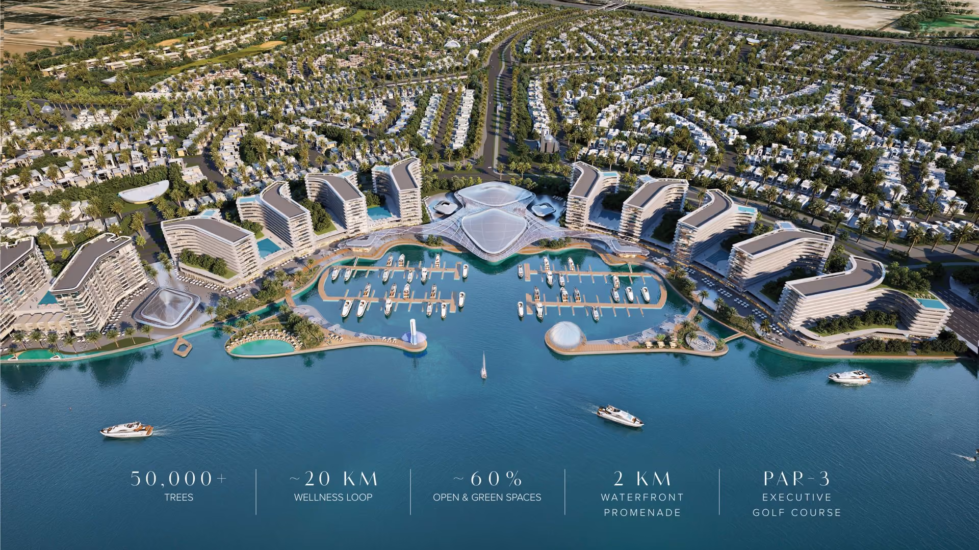 Sobha City Abu Dhabi is een nieuwe waterfront master community van Sobha Realty in Al Bahiya, vlak bij Yas Island en Zayed International Airport. De eerste fase omvat River Cove Residences met 1- en 2-slaapkamerappartementen vanaf AED 1.310.000, plus villa’s binnen een groter masterplan met 60% groen/open ruimte, een marina, promenade en wellness-loop.