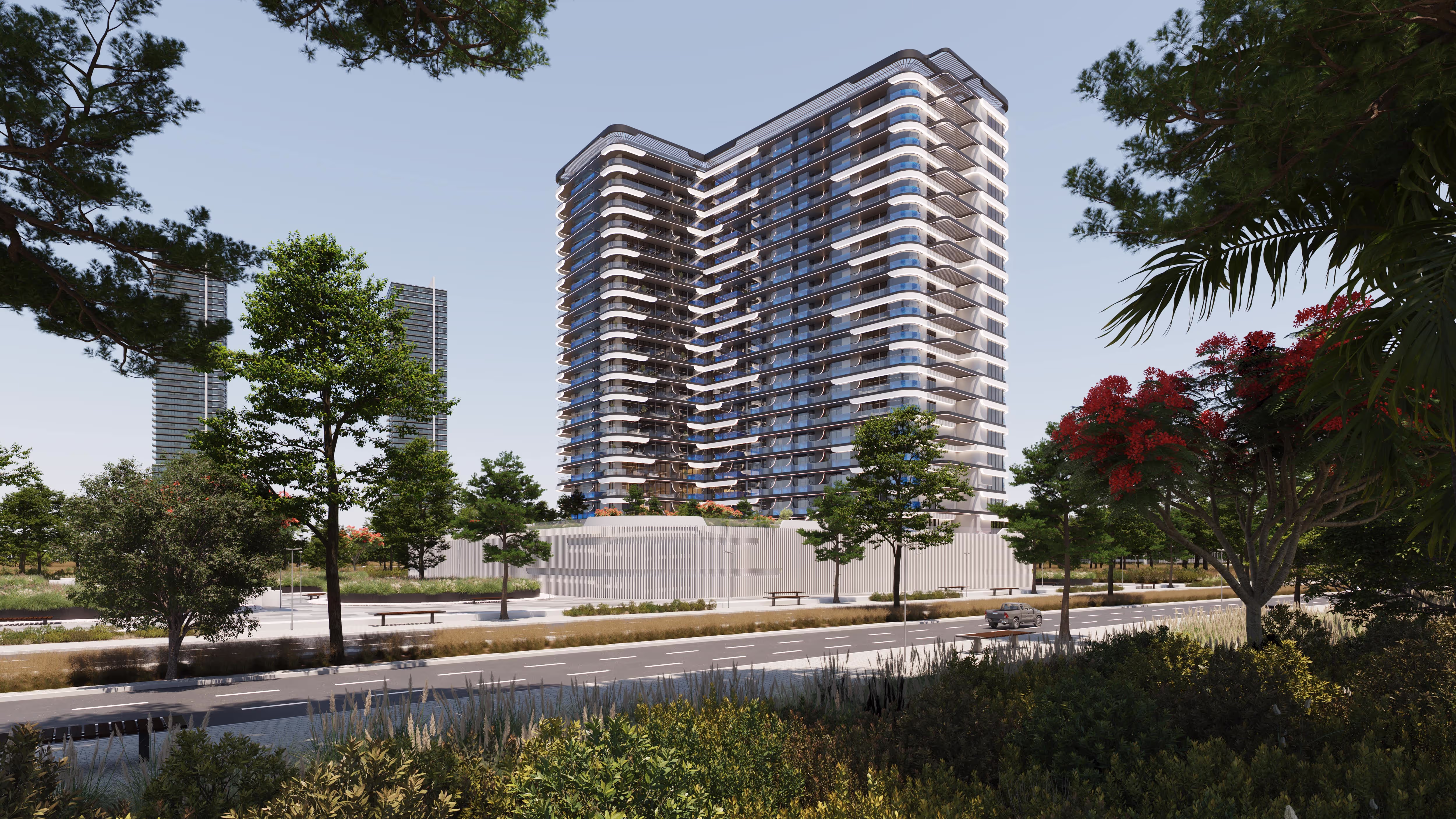 Samana Resorts in Dubai Production City is a residential development by the renowned Samana Developers. This high-quality tower features a resort-style setting, comprising three basement levels, a ground floor, and 19 residential floors dedicated to refined living. Residences include studios as well as one- and two-bedroom apartments, each with a private pool. Enjoy an elevated lifestyle and exceptional quality of living through modern architecture and futuristic interiors, from the striking architectural design to the spacious surroundings. The strategic location in Dubai Production City creates a setting that offers the best of both worlds. This rapidly developing neighbourhood is celebrated for its excellent connectivity and proximity to Dubai's most sought-after destinations. Whether commuting to the business hubs of Downtown Dubai or exploring the shopping and leisure offerings of Dubai Marina, every journey is seamless thanks to the proximity of Sheikh Mohammed Bin Zayed Road. The beautifully landscaped outdoor spaces contribute to a true resort-style living experience. Featuring cascading waterfalls and tranquil gardens, these areas provide the perfect retreat after a long day. State-of-the-art fitness centres, wellness facilities, relaxing poolside lounges, and vibrant communal spaces complete the offering. Whether you seek solitude or wish to connect with neighbours, the development caters to every aspect of contemporary living.
