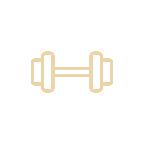 Eenvoudig pictogram van een halter, symbool voor fitness of krachttraining.