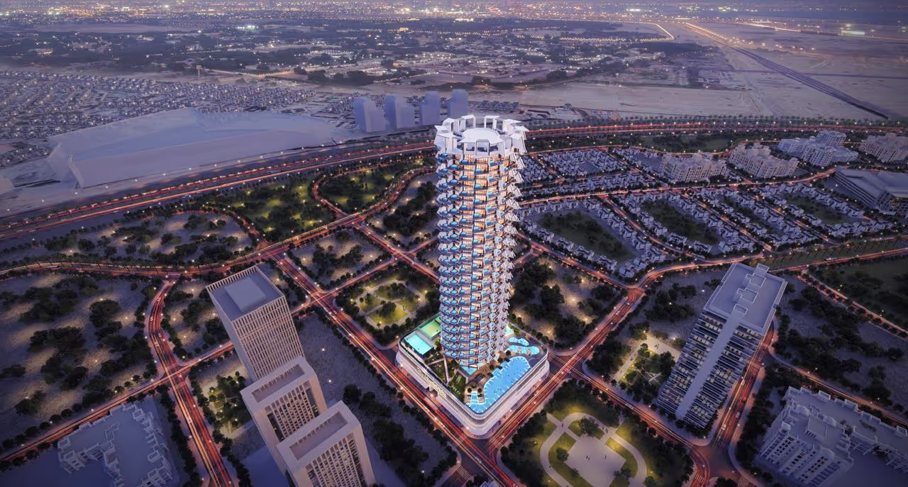 Binghatti Royale in Jumeirah Village Circle (JVC) offers a new level of residential luxury, featuring premium 1 to 3-bedroom apartments. The complex comprises 37 residences, a dedicated amenities floor, and various retail spaces on the ground level. This layout allows residents to access essential services and leisure activities without leaving the building. The interiors showcase a meticulous blend of contemporary styles with a touch of classical refinement. The strategic location in Jumeirah Village Circle ensures residents enjoy an ideal balance between urban convenience and a tranquil lifestyle. This dynamic community is well connected to major roads and public transport, ensuring a smooth commute to key business and cultural hubs. The abundance of parks, schools, restaurants, and the Circle Mall enables residents to reach a wide range of amenities within walking distance.